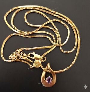 Vintage Milor Italy Gold over Sterling S-Link Chain & Boma Amethyst